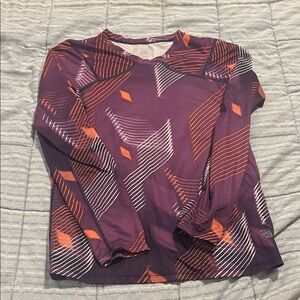 Mountain HardWear Long Sleeve Geometric Print Top - Purple & Orange